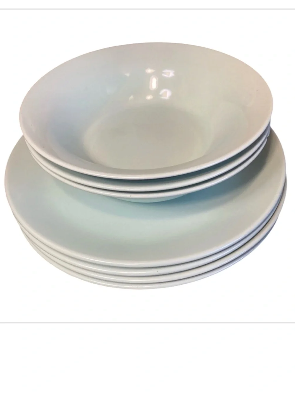 IKEA set of 3 soup bowls and 4 dining plates green